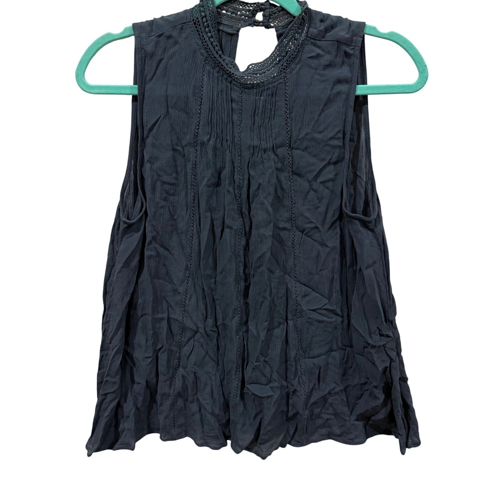 Gentle Fawn Quincy Top‎ Black Sleeveless Lace Trim Boho Blouse Small NEW